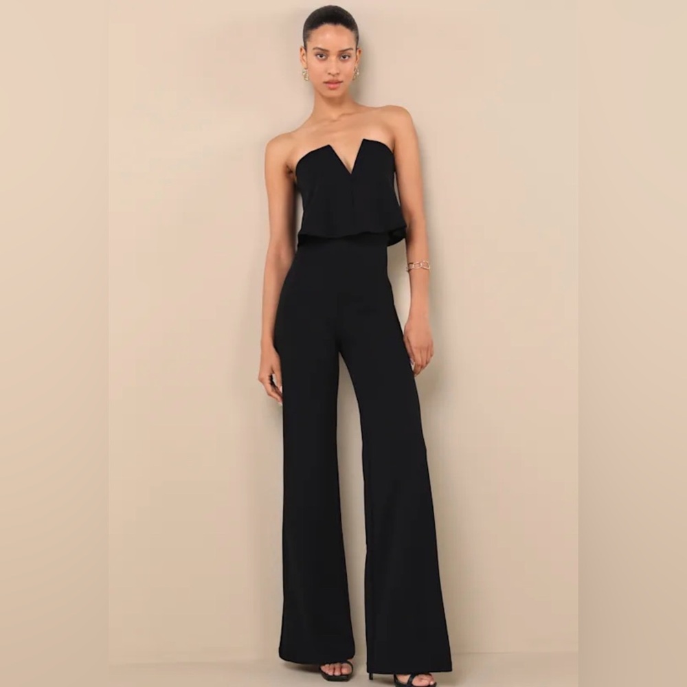 Lulus Power of Love Black Strapless Jumpsuit